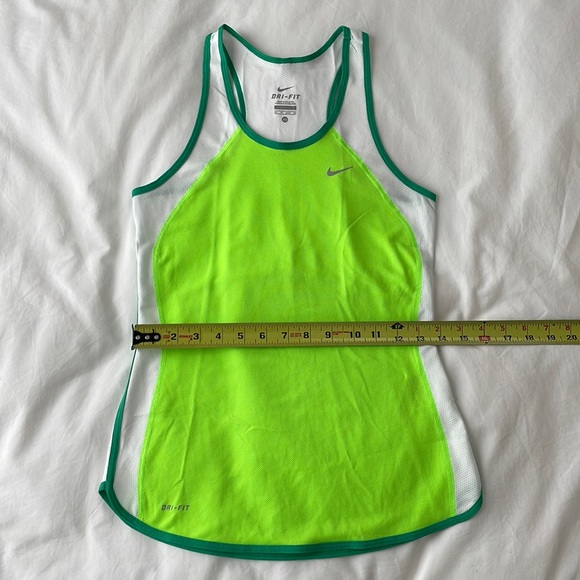 Nike Dri-Fit Running Tank Top, XS, Lime Green/White/Green - Picture 4 of 11